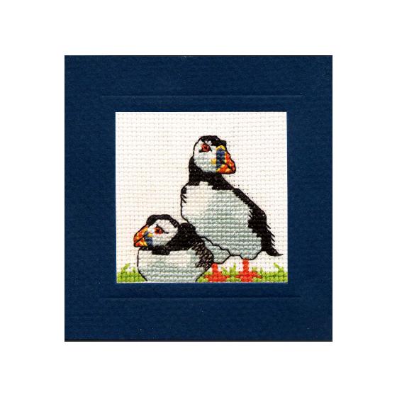 Puffin cross-stitch greetings card kit product photo default L