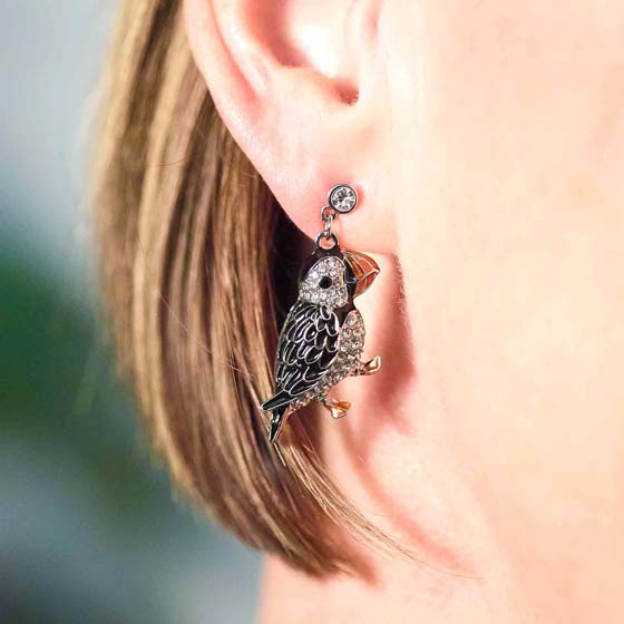 Puffin earrings by Bill Skinner product photo side L
