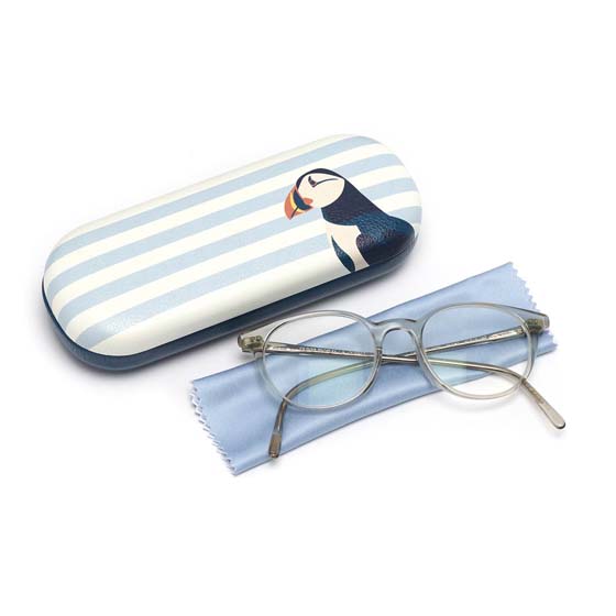 RSPB Puffin striped glasses case product photo default L