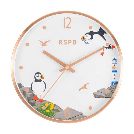 RSPB Puffins and lighthouse wall clock product photo default L