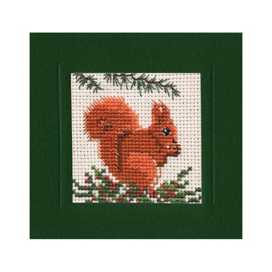 Red squirrel cross-stitch card kit product photo default L