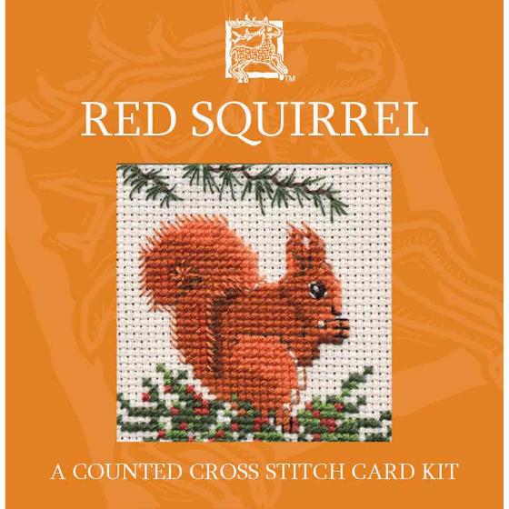 Red squirrel cross-stitch card kit product photo side L