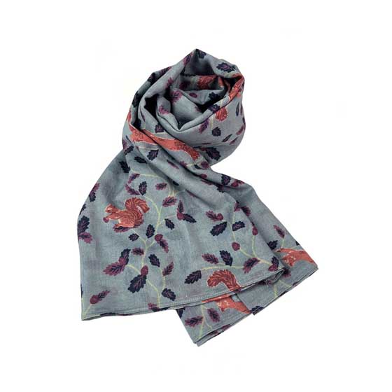 Red squirrel RSPB organic cotton scarf product photo side L