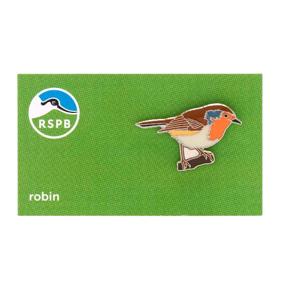 RSPB Robin pin badge product photo side L