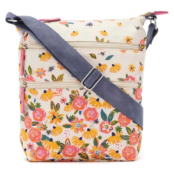 RSPB Meadow bees cross-body organic cotton bag product photo side L