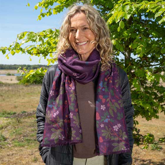 RSPB Berries and blossom heavyweight winter scarf product photo back L