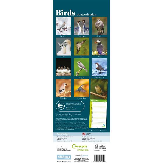 RSPB Birds calendar 2025 product photo back L