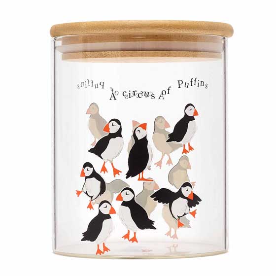 RSPB Circus of Puffins 750ml glass food storage jar product photo back L