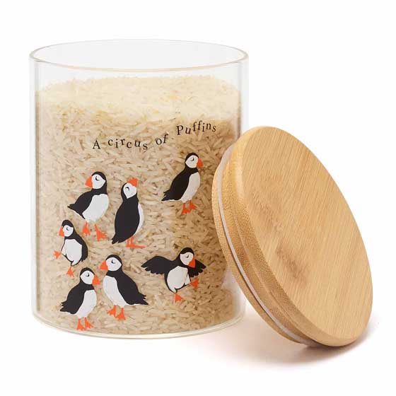 RSPB Circus of Puffins 750ml glass food storage jar product photo front L