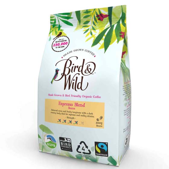 Signature espresso blend organic fairtrade coffee beans product photo side L