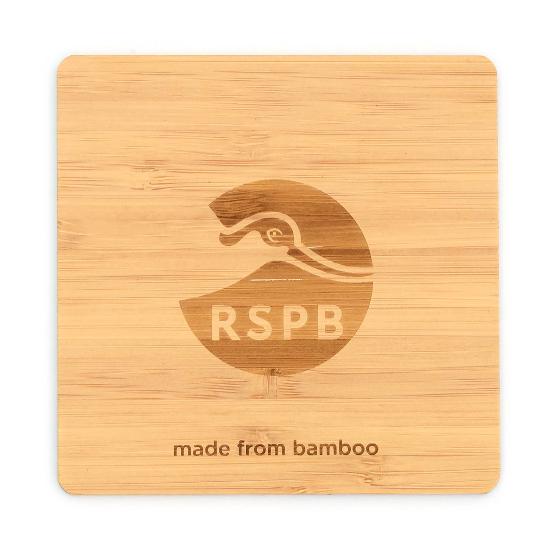RSPB Flight bamboo bird coaster, black product photo back L