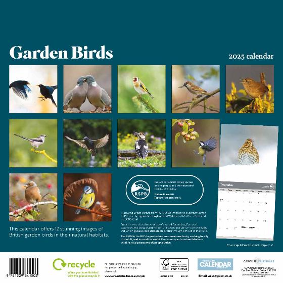 RSPB Garden birds calendar 2025 product photo back L