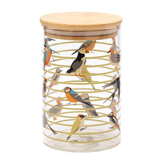 RSPB Striped glass storage jar - Free as a bird collection - 950ml product photo side L