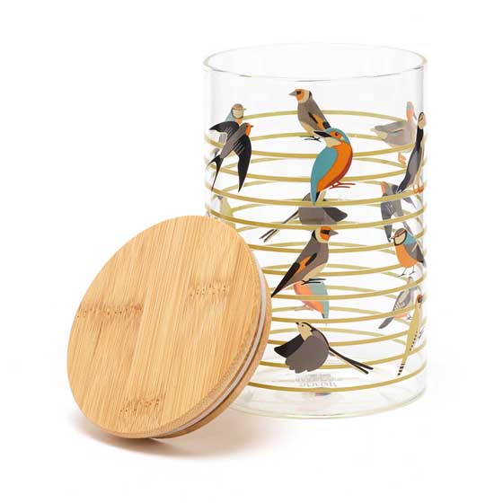 RSPB Striped glass storage jar - Free as a bird collection - 950ml product photo back L