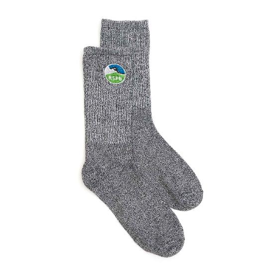 RSPB Recycled walking socks in grey, size 3-7 product photo side L