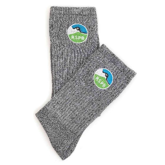 RSPB Recycled walking socks in grey, size 8-12 product photo back L