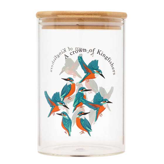 RSPB Kingfisher 950ml glass food storage jar, Flock collection product photo side L