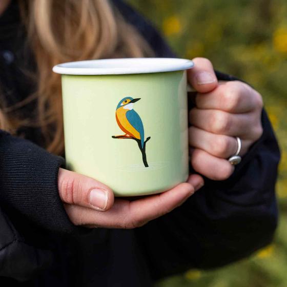 RSPB Kingfisher enamel travel mug, Making a splash collection product photo ai4 L