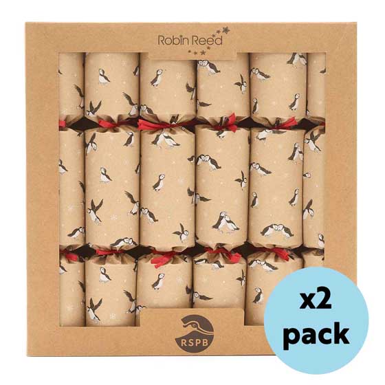 Puffin colony recycled Christmas crackers with toy gliders, two boxes of six product photo default L