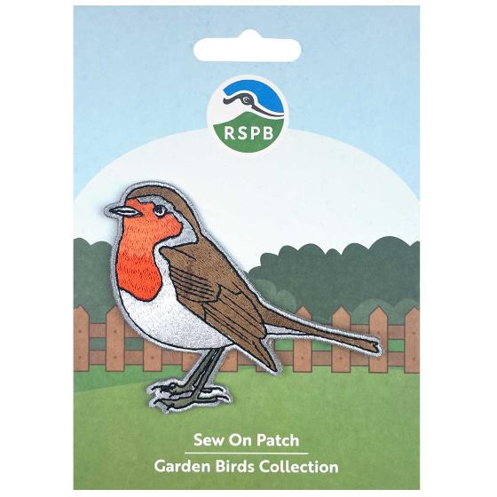 RSPB Robin sew-on embroidered patch product photo default L