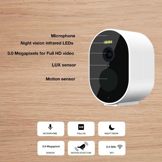 Solar-powered wireless wifi nest camera product photo back L