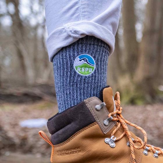 RSPB Recycled walking socks in grey, size 8-12 product photo ai4 L