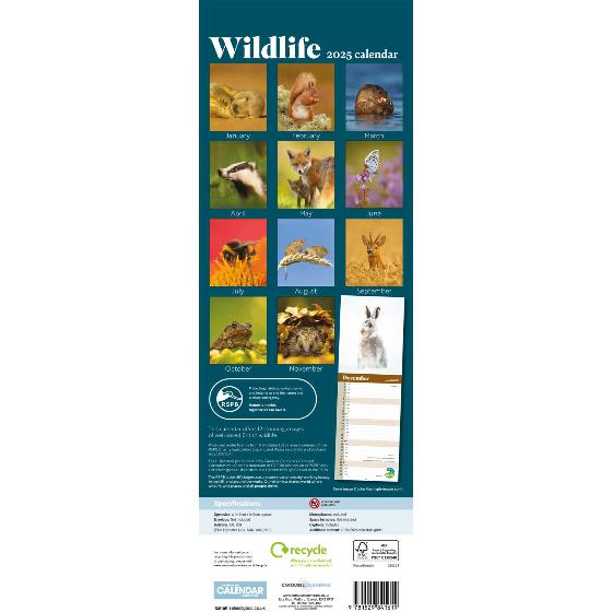 RSPB Wildlife calendar 2025 product photo back L