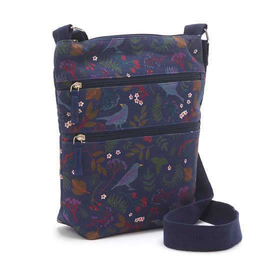 RSPB Woodland birds cross-body organic cotton bag product photo side L