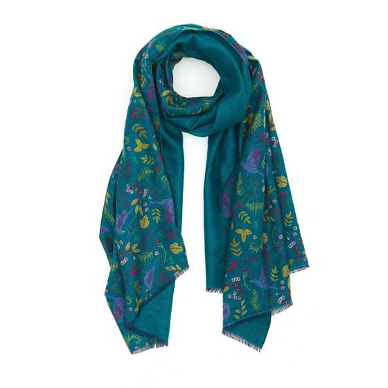 RSPB Woodland birds heavyweight winter scarf product photo side L