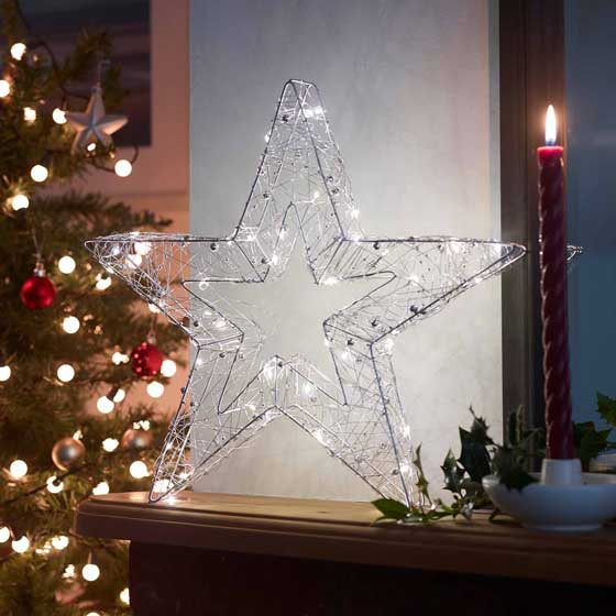 Silver star Christmas light product photo default L