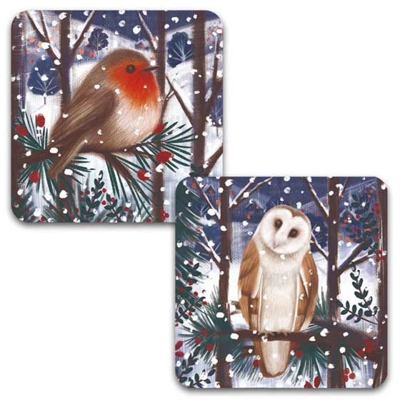 Snowy woodland Christmas cards, pack of 10 (2 designs) product photo default L