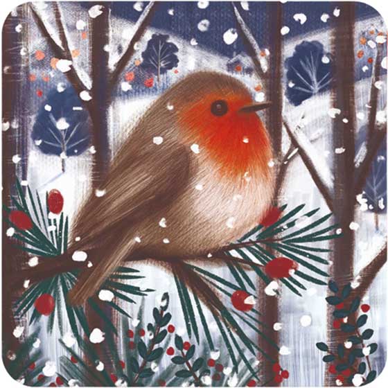 Snowy woodland Christmas cards, pack of 10 (2 designs) product photo side L