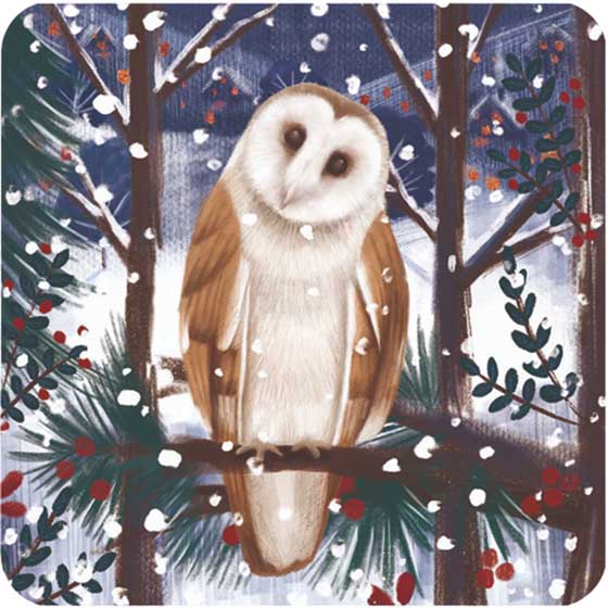 Snowy woodland Christmas cards, pack of 10 (2 designs) product photo back L