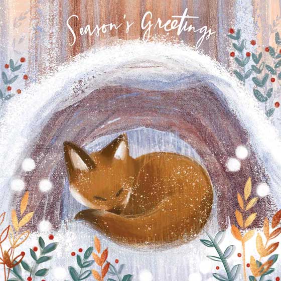 Snuggling fox Christmas cards, pack of 10 product photo default L