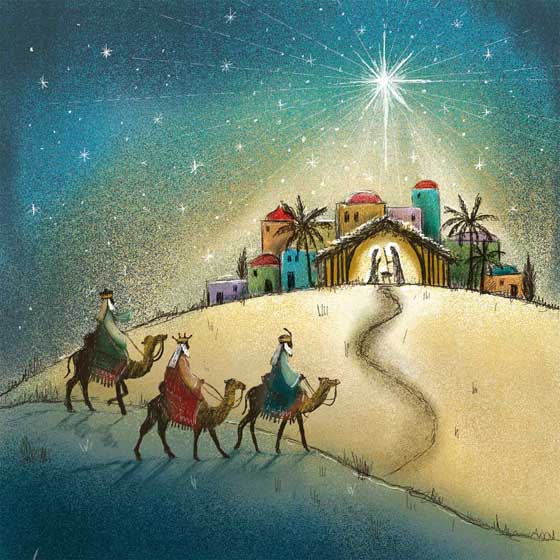 Star bright wise men Christmas cards, pack of 10 product photo default L