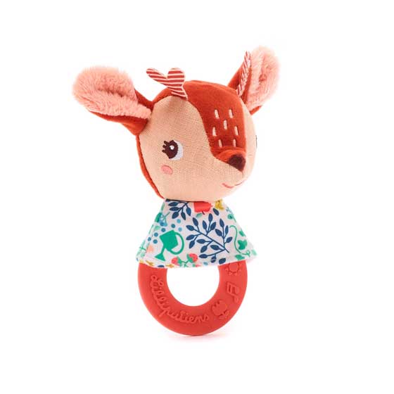 Deer fawn organic teething rattle product photo side L