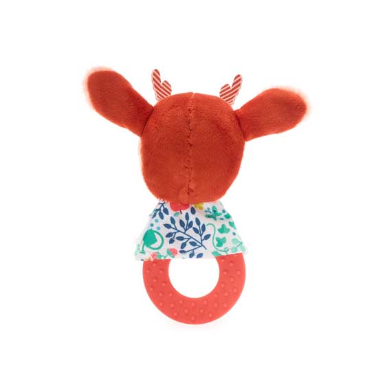 Deer fawn organic teething rattle product photo back L