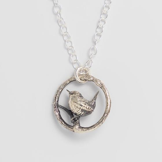 Sterling silver Wren necklace by Blackbird Jewellery product photo default L