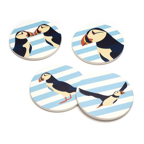 RSPB Puffin striped coasters, set of 4 product photo default L