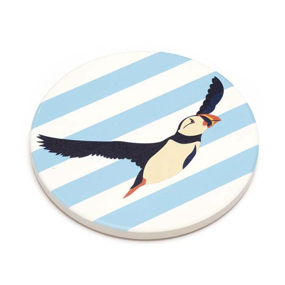 RSPB Puffin striped coasters, set of 4 product photo back L