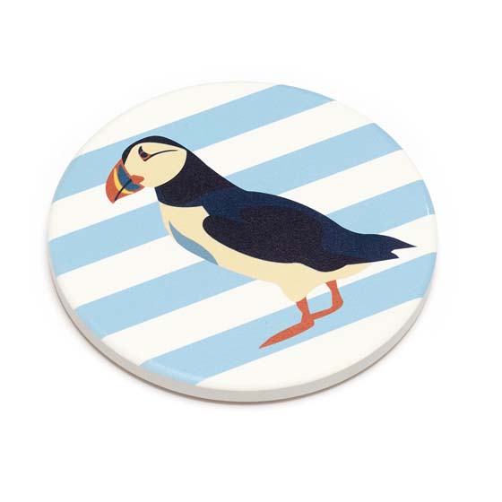 RSPB Puffin striped coasters, set of 4 product photo front L