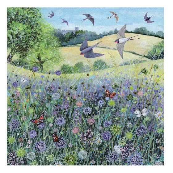 Swallows in the countryside greetings card product photo default L