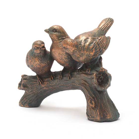 Three birds on a branch bronze ornament product photo ai5 L