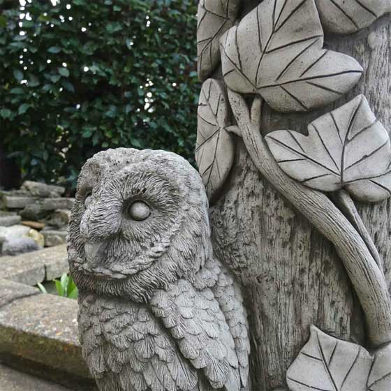 Twin owl cast stone bird bath - Stone bird baths