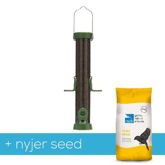RSPB Ultimate easy-clean® nyjer seed bird feeder, medium, with 5.5kg nyjer bird food product photo default L