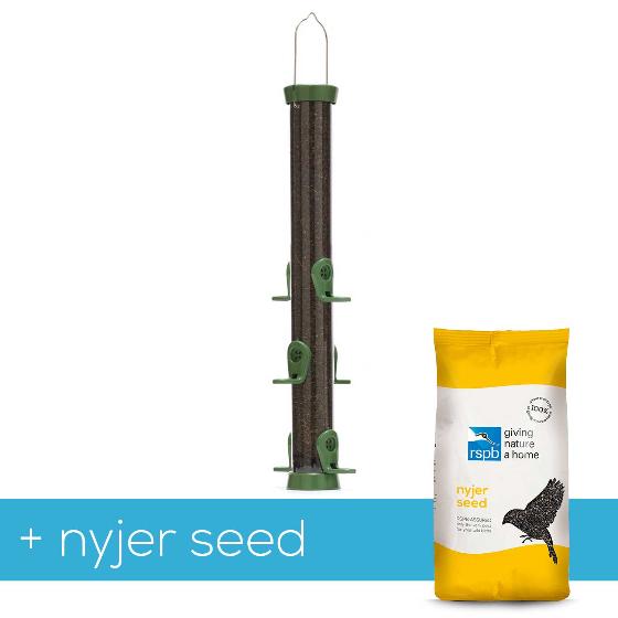 RSPB Ultimate easy-clean® nyjer seed bird feeder, large, with 5.5kg nyjer bird food product photo default L