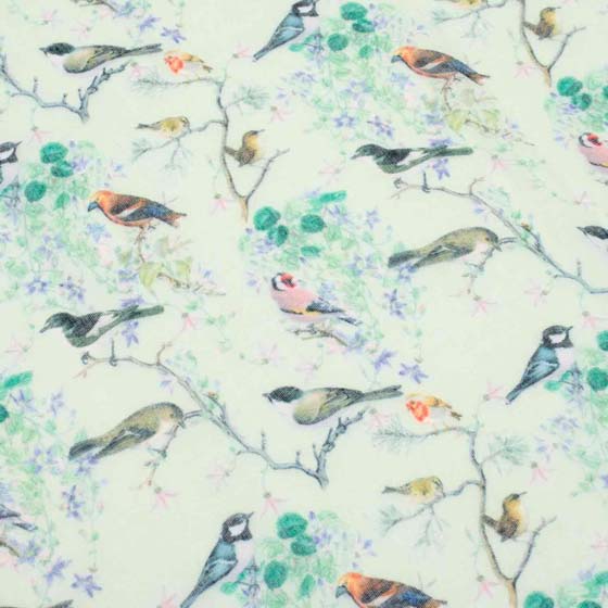 Vintage birds RSPB recycled scarf product photo side L