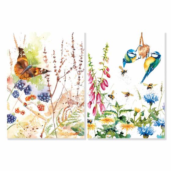Watercolour wildlife mini greetings cards, pack of 8 product photo default L