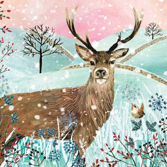 Winter stag Christmas cards, pack of 10 product photo default L