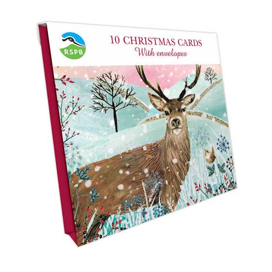 Winter stag Christmas cards, pack of 10 product photo side L